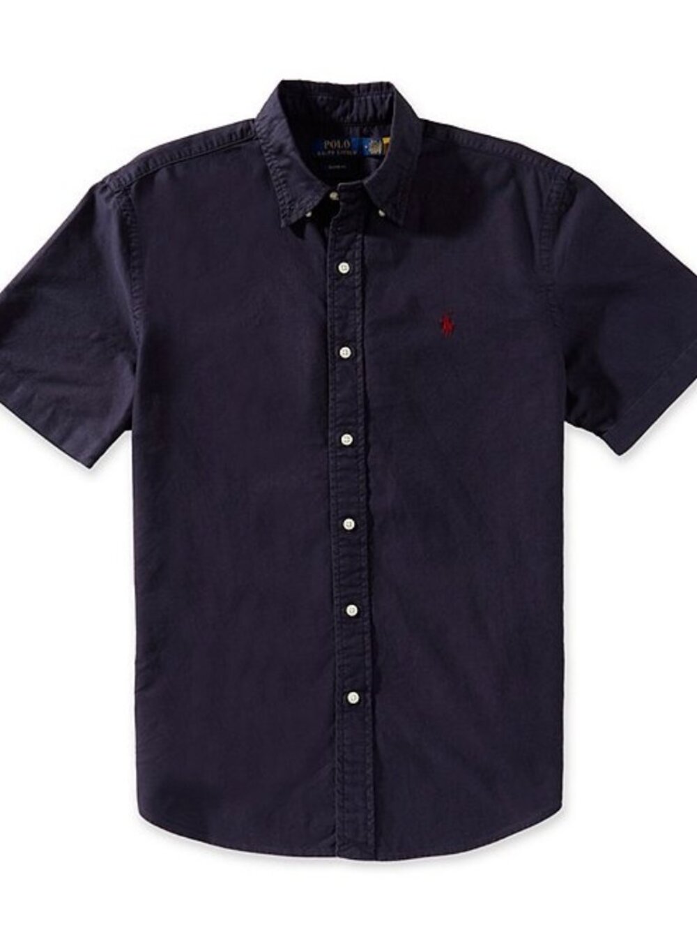 POLO 100% Cotton Garment Dyed Navy Blue Short Sleeve Shirt LARGE NWT